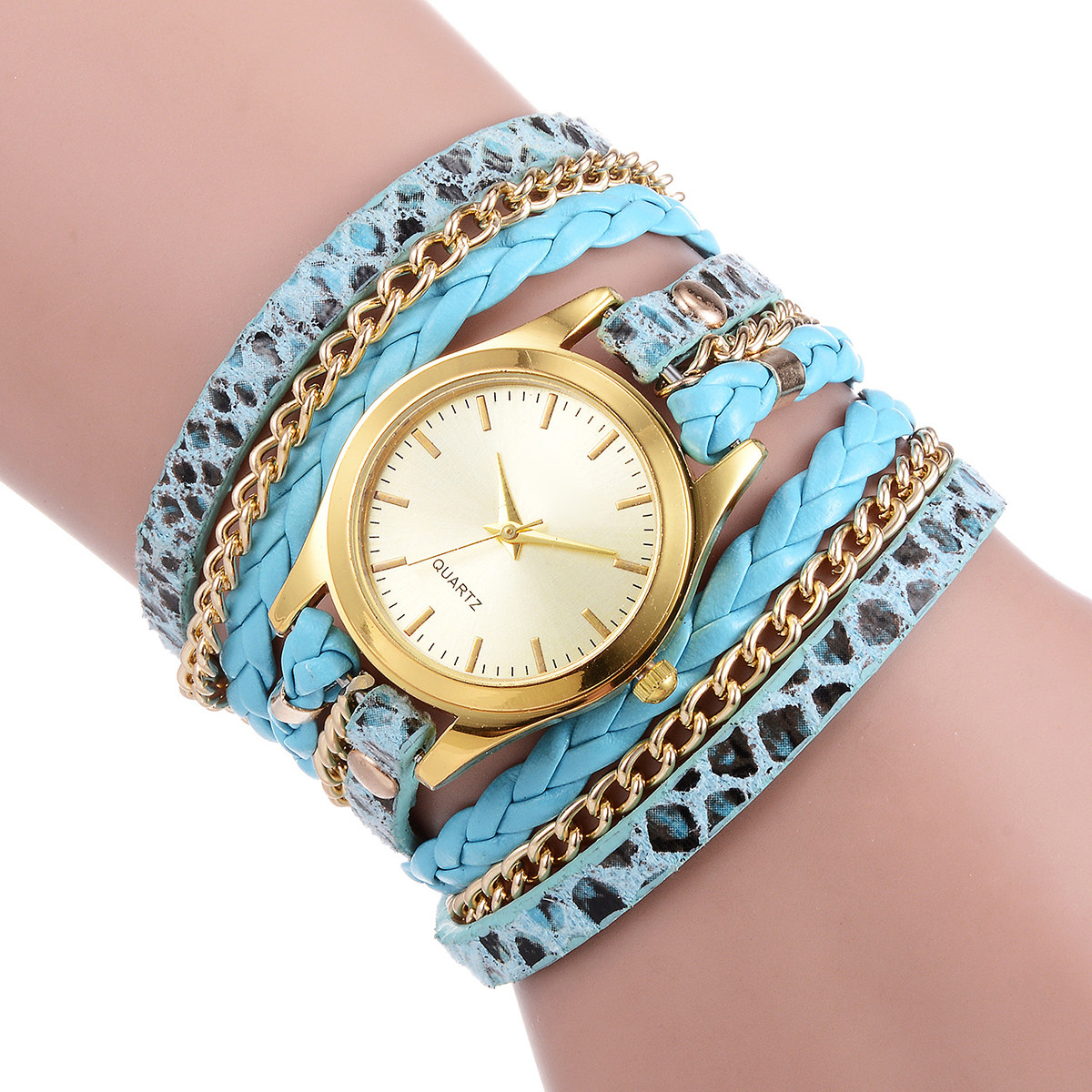 Luxury Watch White - Женские кварцевые часы с леопардовым узором,
