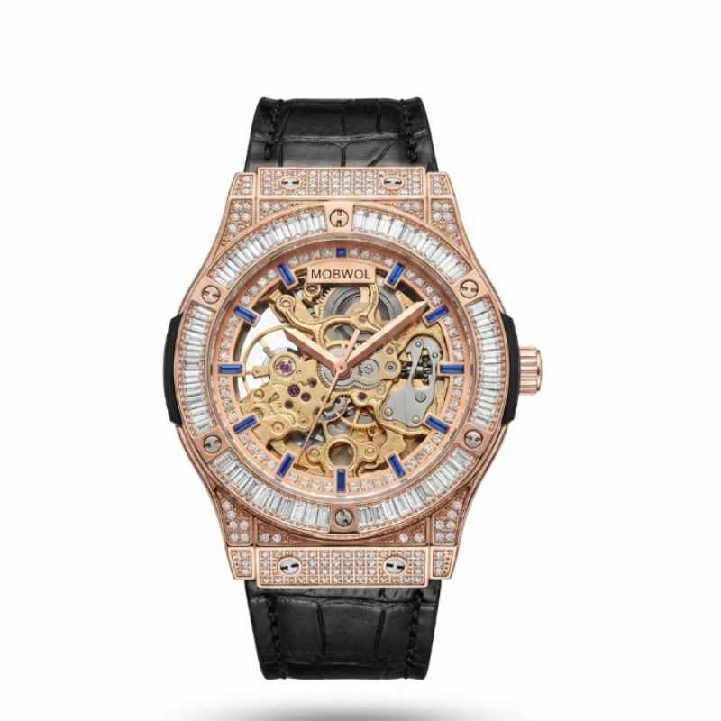 Luxury Watch Hublot - Механические часы MOBWOL Rose Gold Skeleton,