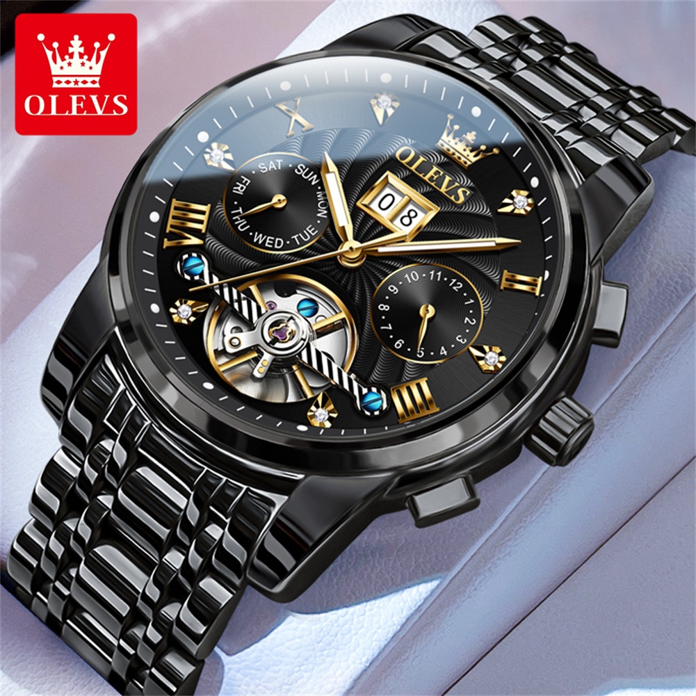 Open Heart Watch - Классические мужские часы OLEVS с турбийоном,