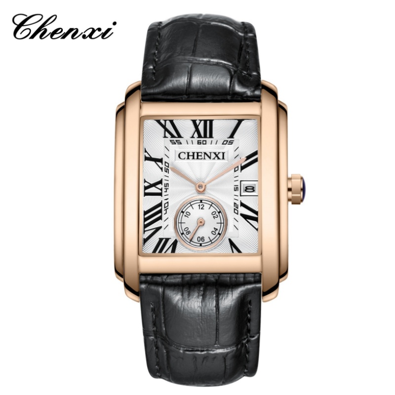 Zen Luxury Watch - CHENXI 8216, модные классические квадратные коричневые