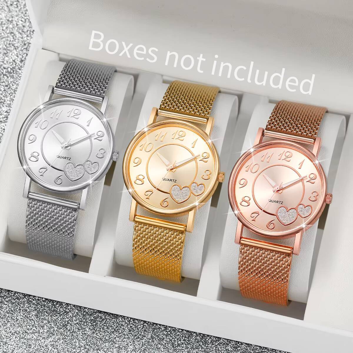 Open Heart Watch - 1/3 шт. Модные женские часы с